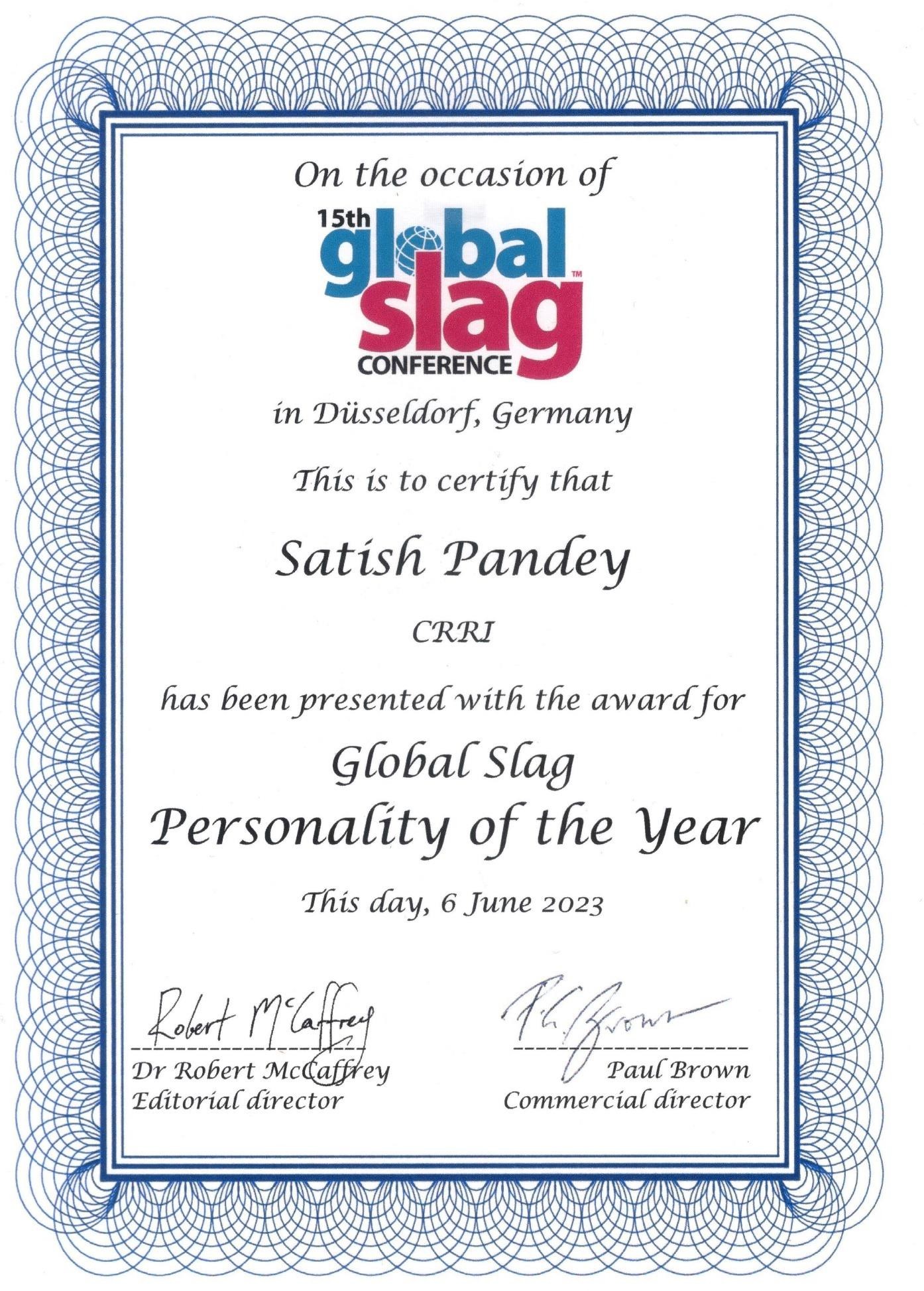 15th Global Slag Personality of the Year Award 2023