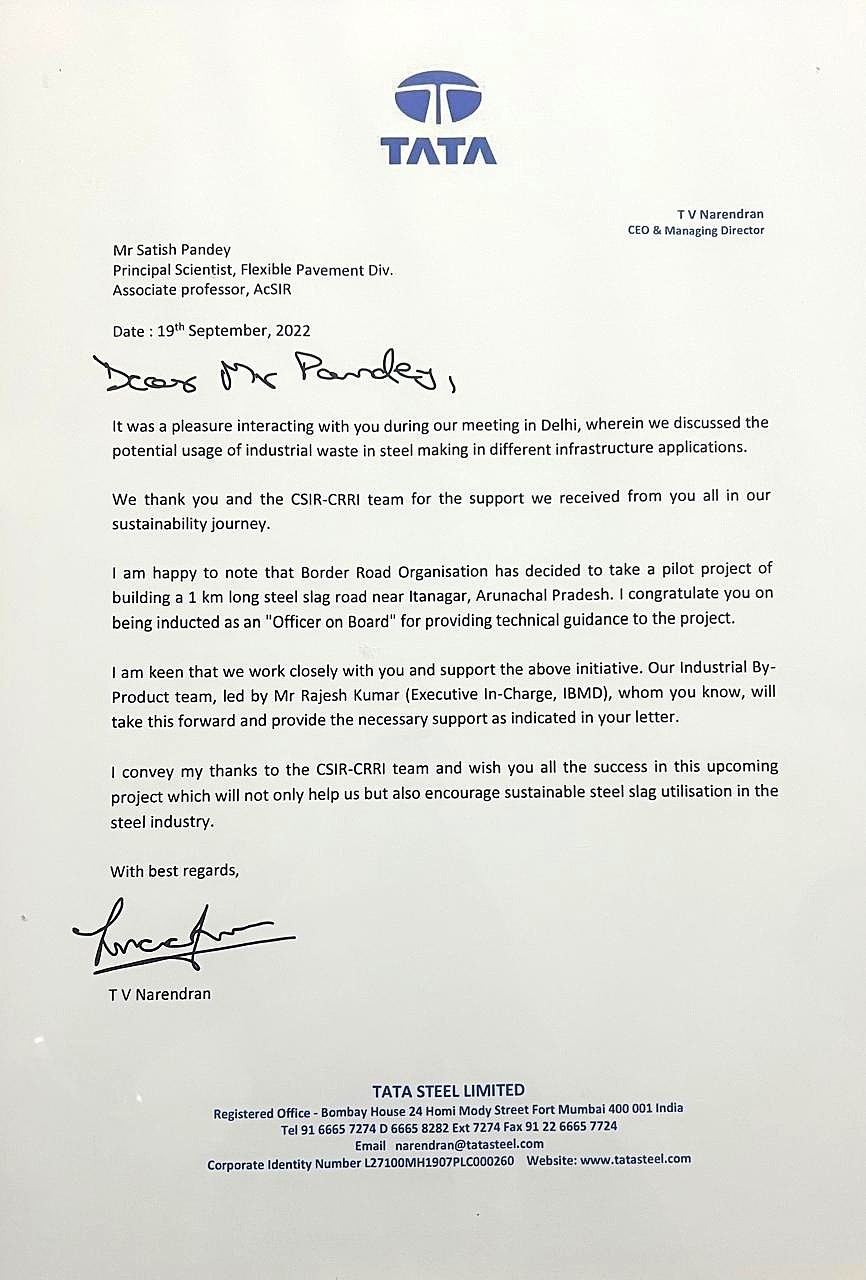 Appreciation Letter by M/s Tata Steel Limited